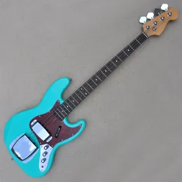 4 Strings Blue Electric Bass Guitar with 20 Frets Rosewood Freboard Red Pearl Pickguard Customizable