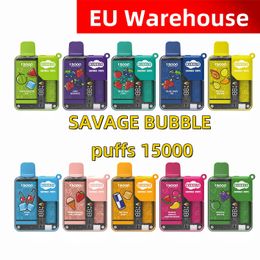 Savage vape Bubble 15000 vapes e cigarette vape EU warehouse 28ml Juice Flavour Mesh Coil Child Lock Built-in Smart Display Adjustable vs Randm Mrvi Razz Bar Bang 12k