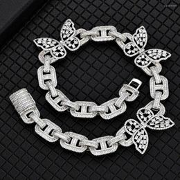 Chains Hiphop Necklace Product Butterfly Pig Nose Cuban Trendy Brand Fashion Womens Zircon Collar Chain