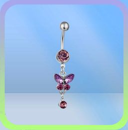 6 colors mix colors Belly Button Navel Rings Body Piercing Jewelry Dangle Accessories Fashion Charm Butterfly 20PcsLot3968020