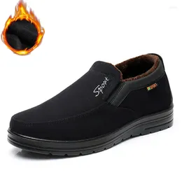 Boots Men Shoes Winter Warm Fur Casual Slip-on Flock Footwear For Man Plus Size 48