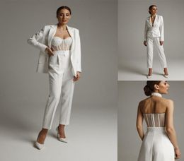 Pearls Beading Suits Women Wedding Tuxedos Luxury Prom Evening Guest Formal Wear Custom Made Pants JacketPants4092739