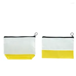 Cosmetic Bags DHL100pcs Makeup Sublimation DIY White Blank Canvas Patchwork Yellow Coin Purse