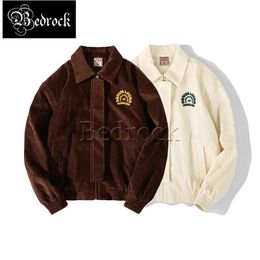 MBBCAR brown corduroy American A 2 jacket vintage Amekaji beige tough guy heavy embroidery thick coat men 3112 231227
