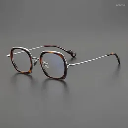 Sunglasses Frames Retro Niche Square Glasses Frame Ultra-light Pure Titanium Plate Large Face Literary Myopia Can Be Matched With De
