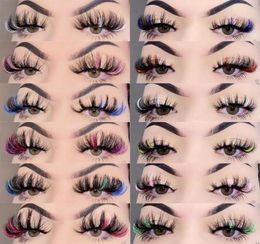False Eyelashes Mix Colour 25mm Mink Lashes Ombre Colourful Bulk Dramatic y Party Coloured For Cosplay7279569
