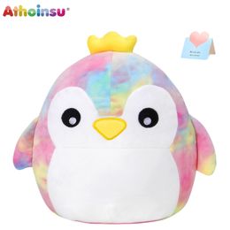 Athoinsu Cute Throw Pillow Cotton Filled Round Cushion Rainbow Pink Soft Safe Children Plush Toy Sofa Home Decor 231228
