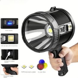 Rechargeable Spotlight High Lumen Led Spotlight, Handheld Super Bright Outdoor Solar Spotlight Searchlight