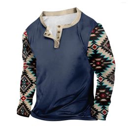 Men's T Shirts Outdoor Vintage V-neck Button Long Sleeve Fashion Sports T-shirt Oversize Sweater Man Korean Style Clothes Crop Top Men