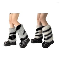 Socks Hosiery Women Goth Punk Striped Furry Leg Warmer Y2K Vintage Cuffs Er Drop Delivery Apparel Underwear Womens Otk4F