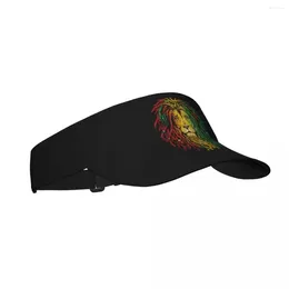 Berets Sports Sun Cap Adjustable Visor UV Protection Top Empty Tennis Golf Running Sunscreen Hat Rastafarian Lion