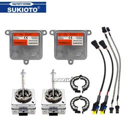 HID Car Xenon Kits SUKIOTO 55W D1S xenon Ballast projector lens bulb kit D3S Xenon 6000K 4300K 5000K canbus hid kit Xenon D1S car headlights LampL231228L231228