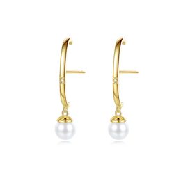 Pearl Dangle Earrings S925 Silver Geometric Retro Earrings Europe Plated 18k Gold Women's Earrings Exquisite Jewelry Women's Wedding Party Valentine's Day Gift SPC