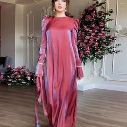 Ethnic Clothing Ramadan Eid Fashion Shiny Muslim Dress Women Belted Big Swing Islamic Morocco Party Kaftan Robe Musulman Abayas Long