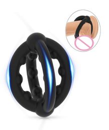 Massage Silicone Penis Cock Rings For Men Delay Ejaculation Erection Penis Rings Sex Toys Men039s Masturbator Chastity Cage Enl9336117