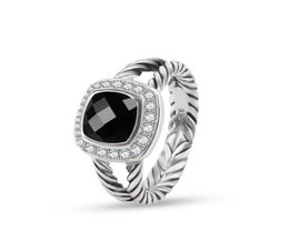 ed Wire Rings Prismatic Black Rings Women039s Fashion Silver Plated Micro Diamonds Trendy Versatile Styles4711399