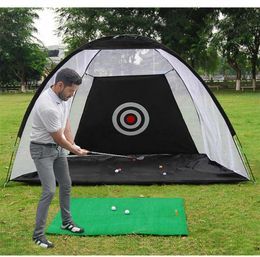 Golf Hitting Cage Indoor 2M Golf Practise Net Tent Garden Grassland Practise Tent Golf Training Equipment Mesh Mat Outdoor Swing 27433092