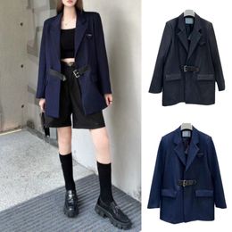 2024 Women's Suit Coat Early Spring Designer Jackets 2024SS Fashion Matching Inverted Triangle Letter Top Medium and Long Suits Nylon Jacket