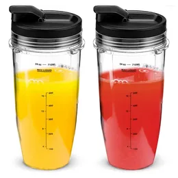 Mugs 2 Pack Replacement 24 Oz Blender Cups With Lid For Nutri Ninja Auto IQ BL450 BL480 NN102 Accessories