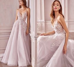 2024 Princess A-line Women Wedding Dress V Neck Backless Lace Embroidery Appliques Tulle Bride Gowns Boho Plus Size Vestido De Noiva