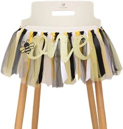 Little Bee 1st Birthday High Chair Banner Yellow Sweet Party Day Theme First Decoration 231227
