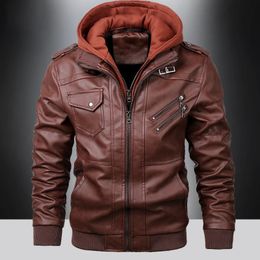 Motorcycle Mens Leather Jacket Casual Windbreaker Waterproof Pu Coat Male Fishing Camping Outdoor Plus Size 231228
