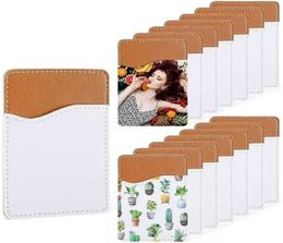 Sublimation Blank Phone Card Holder Favor Pu Leather Mobile Wallet Adhesive Cell Phones Credit Cards Sleeves Stick on Pocket Walle1612568
