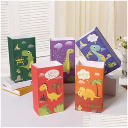 Gift Wrap Cartoon Dinosaur Pattern Gift Bag Cute Kraft Paper Candy Childrens Holiday Wholesale Lx4986 Drop Delivery Home Garden Festiv Dh3Gg