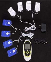 Multifunctional dualoutput massager 8 electrode pads TENS EMS MASSAGER MACHINETENS UNITElectronic pulsemuscle stimulator1533794