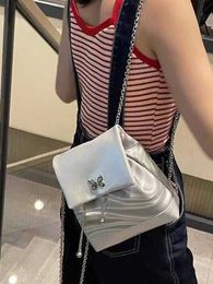 Niche Y2K Chain Sweet Cool Spice Girl Backpack Female 2023 New Silk Leather Senior Sense Silver Backpack T231228