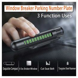 Emergency Hammer 3 in1 Emergency Escape Hammer Moving Parking Number Plate Window Breaker Multifunction Safety Hammer Car Temporary Parking CardL231228