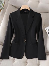 Women's Suits Women Blazer Single Button Formal Black Suit Coat Notched Collar Business Jacket Ladies Office Blazers Outerwear 4XL