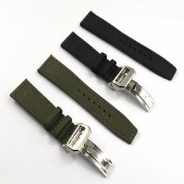 20 21 22mmGreen Black Nylon Fabric Leather Band Wrist Watch Band Strap Belt 316L Stainless Steel Buckle Deployment Clasp280h