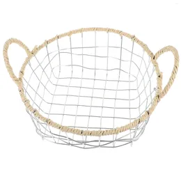 Dinnerware Sets Storage Basket Metal Snack Wire Baskets For Simple Bread Serving Wrought Iron Fruit Hamper