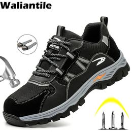 Waliantile Quality Safety Shoes For Men Male Antismashing Puncture Proof Security Work Boots Steel Toe Hiking Sneakers 231225