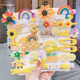 Hair Accessories 14Pcs Cartoon Baby Clips Set Flower Fruit Hairclip Girl Barrettes Bangs Hairpins Kids