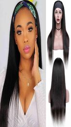 Aircabin Stirnband-Perücke, menschliches Haar, Knochen, gerade, leimlos, brasilianisches Remy-Haar, für schwarze Frauen, Half6854951