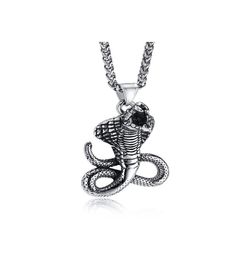 Gothic Stainless Steel Cobra Pendant Necklace Ancient Egypt Protection Evil Eye Symbol 3mm 24 Inch Silver5549896