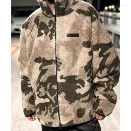 Men's Jackets Complex Line FAR OF GOD Camouflage Lamb Cashmere Jacket Fleece Coat American Autumn Winter Stand Collar Sweater