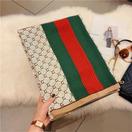 16% OFF Letter collision color strip winter cotton linen multi-functional versatile for women oversized long scarf shawl spring and autumn