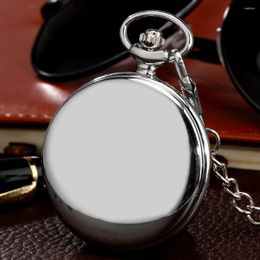 Pocket Watches Polishing Silver Double Quartz Watch Men Classic Roman Numerals Dial Chain Pendant Timepiece Antique Gifts