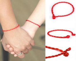 100PCSlot Fashion Red Thread String Bracelet Lucky Red Green Handmade Rope Bracelet for Women Men Jewellery Lover1084979