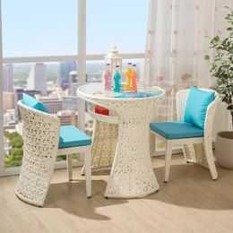 Camp Furniture Small Table And Chair Coffee Three-piece Rattan Combination Simple Woven