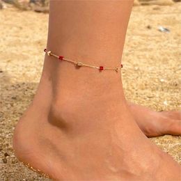 Anklets 1pc Mini Three-dimensional Square Tassel Pendant Thin Chain Anklet Elegant Luxury Ankle Bracelet Foot Jewellery Decoration