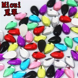 Micui 300PCS 6 10mm Mix Colour Drop Rhinestones Flat Back Acrylic Gems Crystal Stones Non Sewing Beads for DIY Clothes ZZ707300F