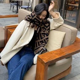 12% OFF High version internet celebrity the same women large wool shawl for warmth in autumn and winter F home scarf with double-sided short tassels