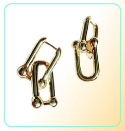 Rongho brand Vintage Metal Bamboo Stud earrings for Women Punk Femme Hiphop Brincos Knot link chain earring pendant3483254