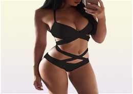 Women039s Sexy Cutout Halter designer bikini Onepiece Push Up esigner swimwe Monokini Swimsuit Bandage Swimwear Women039s F6551065