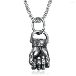 Pendant Necklaces SAIYE 316L Cool Mens Boxing Fist Glove Necklace Stainless Steel Chain Set