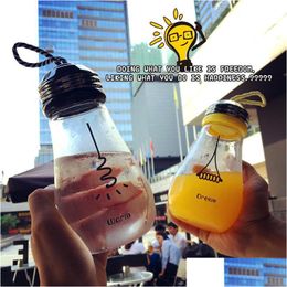 Water Bottles New 420Ml Cute Student Hand Cup Milk Glass Personality Light Bb Factory Wholesale Lz0433 Drop Delivery Home Garden Kitch Dhvjo